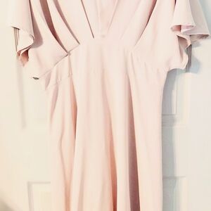 SHEIN Cream Flutter Sleeve Maxi Dress